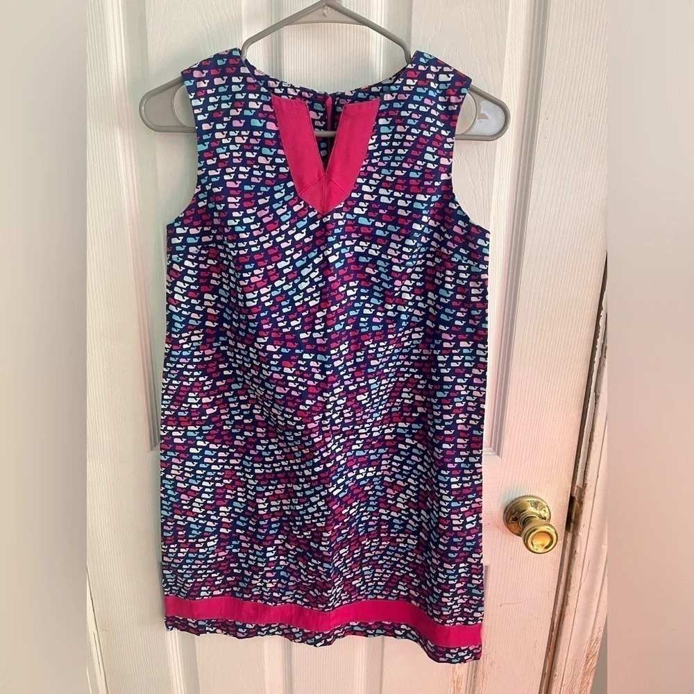 Vineyard Vines School of Whales Shift Dress Girls Size 14